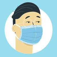 Illustration of man wearing facemask over mouth and chin